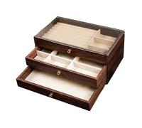 Colcolo Boîte à Bijoux compartimentée en Bois avec Doublure Douce, Coffret de Rangement pour Coiffeuse, Plateau pour pendentifs, Boucles d'oreilles, Style C