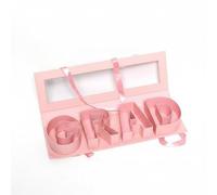 Colcolo Boîte Cadeau Diplôme Grad Boîte à Fleurs Coffret Souvenir Plateau Polyvalent Compartiments Créatifs Couvercle Clair Convient aux Événements de Remise, Rose