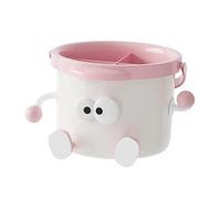 Colcolo Boîte de rangement de bureau compartimentée avec porte-stylos et crayons, jolie boîte portable et pratique avec large poignée pour coiffeuse, Blanc et Rose