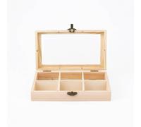 Colcolo Boîte de Rangement en Bois avec Couvercle Transparent Organisateur à Compartiments Multiples Coffret Présentoir Base pour Projets Diy Personnalisables, 22-13-5cm, 6-Grid