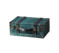 Colcolo Boîte Rangement Antique en Bois et Alliage avec Fermoir Métallique pour Organiser Papeterie et Souvenirs Dans un Style Rétro, Vert Émeraude, Petit