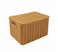 Colcolo Boîte Rangement avec Couvercle en Osier Tressé Léger et Portable pour Rangement Maison Armoire Bureau et Dressage avec Poignées Intégrées, Petit 28 18 15cm