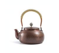 Colcolo Bouilloire en Cuivre Théière Artisanale Ustensile Isolant Cordon Fabrication Traditionnelle Améliore Expérience Thé Adaptée Bureau Cérémonie Thé Décoration Maison, 1.2L, Marteau-tambour