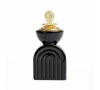 Colcolo Brûleur de Parfum d'Intérieur Diffuseur Arôme Encens Porte-cône Céramique avec Couvercle Métal Touches Dorées Décor Raffiné Convient Salon Chambre Bureau, Noir, Style to 1