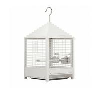 Colcolo Cage à Oiseaux Décorative Volière Clapier Refuge Toit Pyramidal et Corps Carré Plateau Amovible pour Nettoyage Porte Frontale Fiable Crochet en Métal