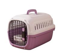Colcolo Cage de Transport pour Animaux Chat Chien Boîte Panier Rigide avec Plateau Litière et Gamelle Structure Fermée et Sécurisée Porte Métallique, Violet