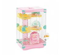 Colcolo Cage Hamster Abri Sécurisé Mur Grillage Soudé Kit Entretien Facilité Accessoire Petits Mammifères Bac Profond Transformable Adapté Gift Décoration, Rose, 2-Couches 617H