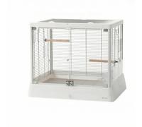 Colcolo Cage pour Oiseaux Cage Volière Abri Habitat Logement Format Compact Rectangulaire avec Tiroir de Fond Perchoirs Doubles Coupelles Nourriture Base, Array, Blanc INOX, B6047SS INOX Blanc