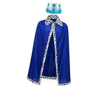 Colcolo Cape et couronne de roi légères et multifonctionnelles pour les représentations théâtrales, Bleu Adulte