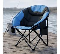 Colcolo Chaise Pliante Extérieure Chaise Lune Siège Pliable Fauteuil Portable Siège d'Appoint avec Siège Rembourré en Oxford et Châssis en Acier au Carbone, Noir, Noir