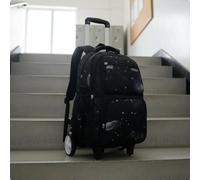 Colcolo Chariot Écolier Sac à Dos à Roulettes Cartable Valise Élève Trolley Étudiant à Roues pour Escaliers en Nylon avec Doublure Polyester Compartiments, Bleu Foncé, Grande Roue Étoilée