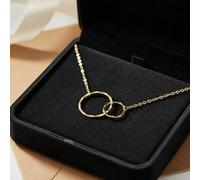 Colcolo Collier Pendentif Cercle Double en Acier Inoxydable Finition Polie Chaîne Clavicule Épurée Symbole d'Attachement et Affection Adapté aux Fêtes Bureau Sorties Cérémonies, Acier