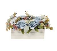Colcolo Composition Florale Arrangement Floral Centre de Table Décor de Table Composition Réaliste en Soie avec Petites Fleurs et Feuillage Boîte, Bleu
