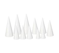 Colcolo Cônes en mousse pour décoration de gâteau, sapin de Noël, cônes en polystyrène blanc pour fête, enfants, vacances, sculpture, peinture, 11 Pièces