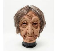 Colcolo Cosplay Intégral Effrayant Latex Accessoire Déguisement Fantasmagorique avec Cheveux Synthétiques Déployés Détails Sculptés Aspect Vieilli Convient, Vieille Femme Aux Cheveux Courts