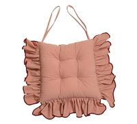 Colcolo Coussin de Chaise 40 x 40 cm, décoratif et Confortable, élégant, à Volants et à Nouer, idéal pour la Salle à Manger, Rose