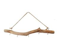 Colcolo Crochet en Bois Flotté, Support Mural Décoration Branche Naturelle, Porte-Bijoux Mural avec 5 Crochets Métalliques, pour Accrocher Petits Objets, Fournitures Décoratives dans l'Entrée, 39 cm