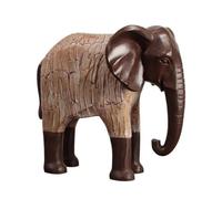 Colcolo Décor Éléphant sur Pied Corps Texturé Reliefs Irréguliers, Figurine Éléphant en Résine, Cleur Marron Foncé, pr lon