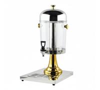 Colcolo Distributeur de Boissons Équipé d'Un Robinet Fluide Cylindre Transparent Enveloppe Robuste Solution Pratique pour Servir, Or, Plaqué Or, Tête Simple Plaquée Or 8 Litres