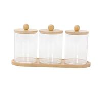Colcolo Distributeur de coton-tige, petit récipient multifonctionnel avec plateau, boîte de rangement portable, distributeur de cotons-tiges pour -fils, 3 Tasses
