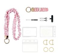 Colcolo Dragonne Poign Acsoires | Tissu Froncé à Carreaux, Conception Élastique, Porte-Clés, pr Quotidien, Rose