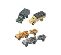 Colcolo Ensemble de 4 Véhicules Blindés Simulés de Camions et de Remorques, Modèle à L'échelle 1:72, Scène 4D, Jouets, Cadeaux de Fête à Collectionner pour Ga