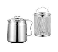 Colcolo Ensemble de friteuse en acier inoxydable, filtres à, Pots, friteuse à, de cuisson, récipient à, Pot de stockage d', 2.0L