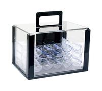 Colcolo Étui à jetons, organiseur de jetons, accessoires de jeux sportifs, conteneur de rangement transparent, anti-poussière, portable et polyvalent, boîte, avec 6 Plateaux de 40 Mm
