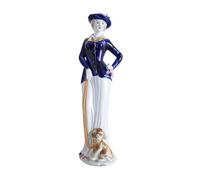 Colcolo Figurine de jeune fille en céramique, statue de dame et chien en porcelaine, élégante statue de collection pour porche, salon ou bureau, Style D