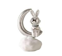 Colcolo Figurine Lapin Astronaute Brillant | Statute Lapin l'espace, Polyvalent, pr Bureau, lon, Argent, Assis sur La