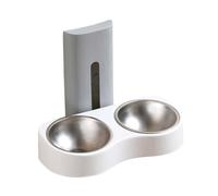 Colcolo Gamelle Double pour Animaux de Compagnie, Bol d'eau Mural décoratif, Station d'alimentation Peu encombrante, mangeoire pour Chat, Appartement, Maison, Gris et Blanc