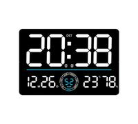 Colcolo Horloge Murale Numérique LED Horloge Murale Digitale Grand Écran Affichage Date Jour Température Humidité Arrondis Finition Mate Matériau Plastique PVC Adaptée au Salon Chambre Bureau Étude