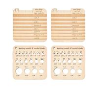 Colcolo Jauge à tricoter en bois, outils de tricot multifonctionnels pour bricolage, outils de mesure, règle à crochet pour cours d'art, couture, 4 Pièces