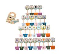 Colcolo Jeu d'apprentissage des lettres de l'alphabet pour les tout-petits, blocs de bois en forme de fleurs, jeu de reconnaissance et