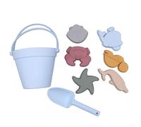 Colcolo Jouets de sable en silicone pour enfants, jouets de plage, équipement éducatif d'été, jeux, ensemble de seaux de plage pour jardin et extérieur, Bleu Clair