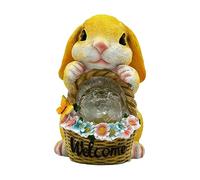 Colcolo Lampe Solaire de Jardin, Statuette de Lapin de Pâques, Figurine Lumineuse de Ferme, décoration pour Porche ou pelouse, Sculpture de Lapin, luminaire, Jaune