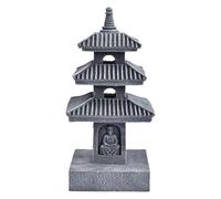 Colcolo Lanterne solaire, statue de jardin, porche chinois, objet de décoration polyvalent pour balcon, cour ou patio, figurine en résine, Gris Foncé