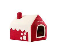 Colcolo Lit de Noël pour Chat, Maison pour Chiot, Niche Auto-chauffante et Lavable, abri décoratif Doux et antidérapant, cachette Mignonne pour Animaux de