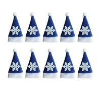 Colcolo Lot de 10 Porte-Couverts de Noël, Chapeau de Père Noël, Petit Sac à Couverts en Peluche, Bouchon de Bouteille de vin pour la Maison, Bleu