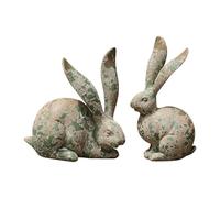 Colcolo Lot de 2 figurines de lapin en résine, décoration de jardin, collection créative, cadeau, sculpture animale pour bureau, cour, Style B