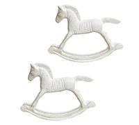 Colcolo Lot de 2 statues de cheval à bascule décoratives, sculptures d'animaux, figurines de cheval à bascule pour bureau, fêtes, anniversaires, maison,