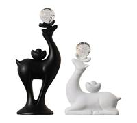 Colcolo Lot de 2 statues de rennes, figurines de cerf, ornements modernes, sculptures décoratives de cerf, artisanat pour bureau, manteau, décoration de fête, Noir Blanc