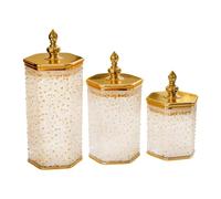 Colcolo Lot de 3 bocaux de conservation avec couvercle hermétique, pour garde-manger, cuisine et comptoir, pour bonbons, thé en vrac, sucre, céréales et, Style E