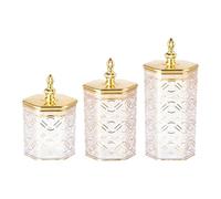 Colcolo Lot de 3 bocaux de conservation avec couvercle hermétique, pour garde-manger, cuisine et comptoir, pour bonbons, thé en vrac, sucre, céréales et, Style A