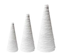 Colcolo Lot de 3 cônes en mâché pour centre de table, décoration de Noël, pratique, à fond ouvert, pour l'école, le bricolage, la modélisation, Blanc