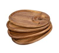 Colcolo Lot de 4 Assiettes à apéritif, Plateau de Service en Bois avec Porte-gobelets, Plateau à Cupcakes pour fêtes, fêtes, viandes, fromages, légumes, Ovale