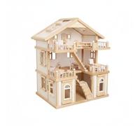Colcolo Maison de Poupée en Bois Maison de Jeu Miniature Maison de Rôle Jouet Éducatif Toit Relevable Ouvertures Pratiques Favorise et Personnages Adaptée aux, Blanc