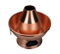 Colcolo Marmite Mongole Pot à Chaud Chaudron Casserole Récipient à Cuisson en Cuivre Épais Finition Polie Chaleur Régulière Poignées Latérales Solides Base, 28CM, Single Pot