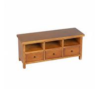 Colcolo Meuble de Télévision Maison de Poupée Armoire Miniature Étagère Rangement Bois Massif Trois Tiroirs Convient Collection Salon, Noyer