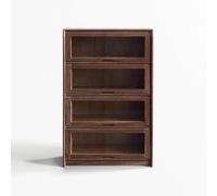 Colcolo Mini Armoire de Rangement Miniature Meuble Maquette Buffet en Bois Vitré avec Porte à Charnières et Accès Facile Convient aux Scènes Miniatures, Noyer, Quatre Tiroirs